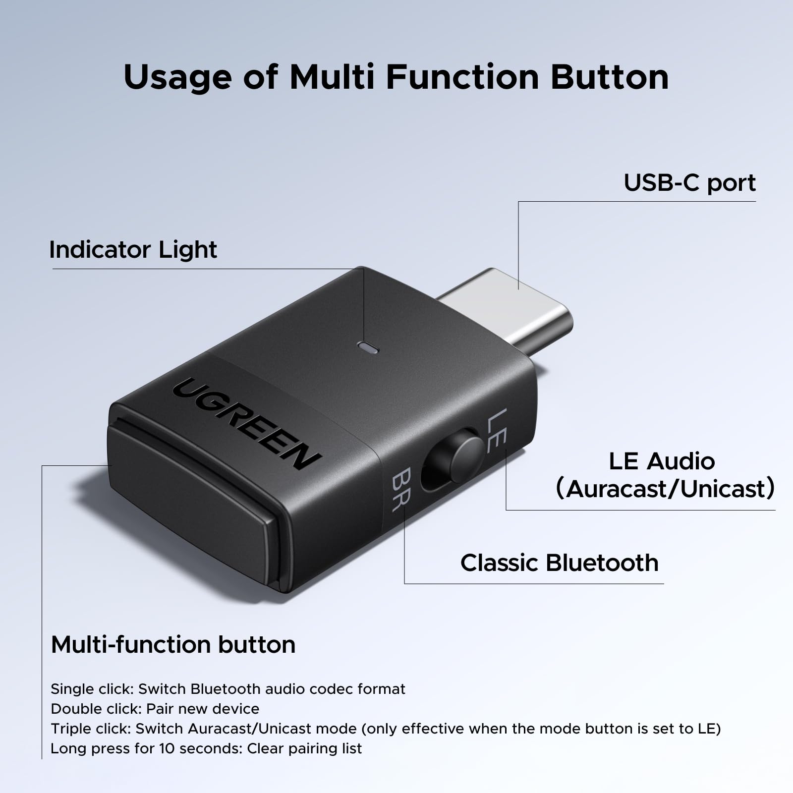 UGREEN Bluetooth 6.0 USB-C Audio Adapter