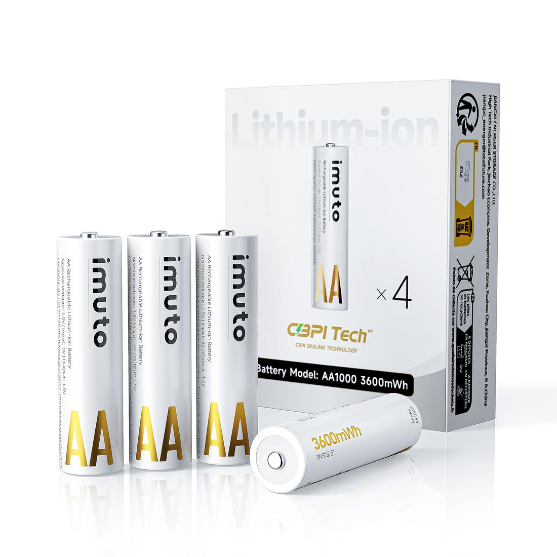 imuto AA Lithium Batteries with Charger