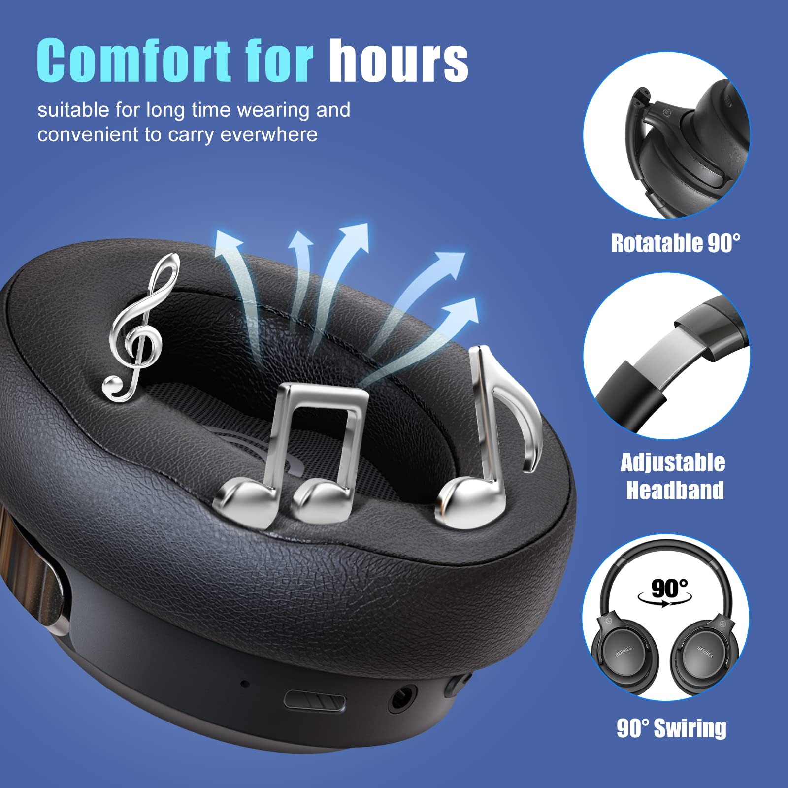 Over-Ear Bluetooth Headphones, 65H Playtime
