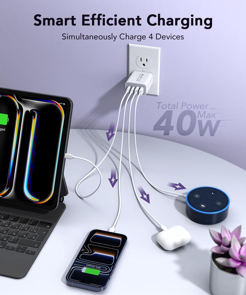 2-Pack 40W Dual Port Fast Charger
