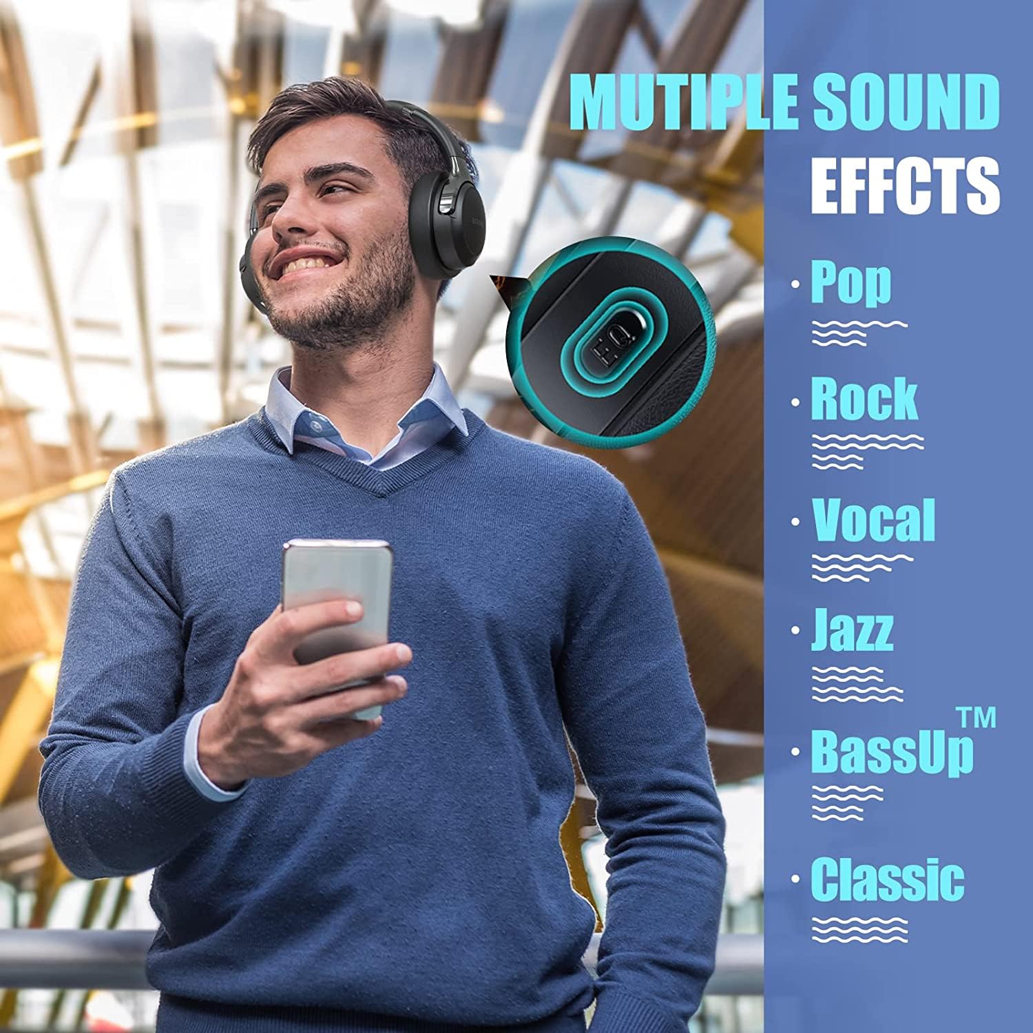 Over-Ear Bluetooth Headphones, 65H Playtime