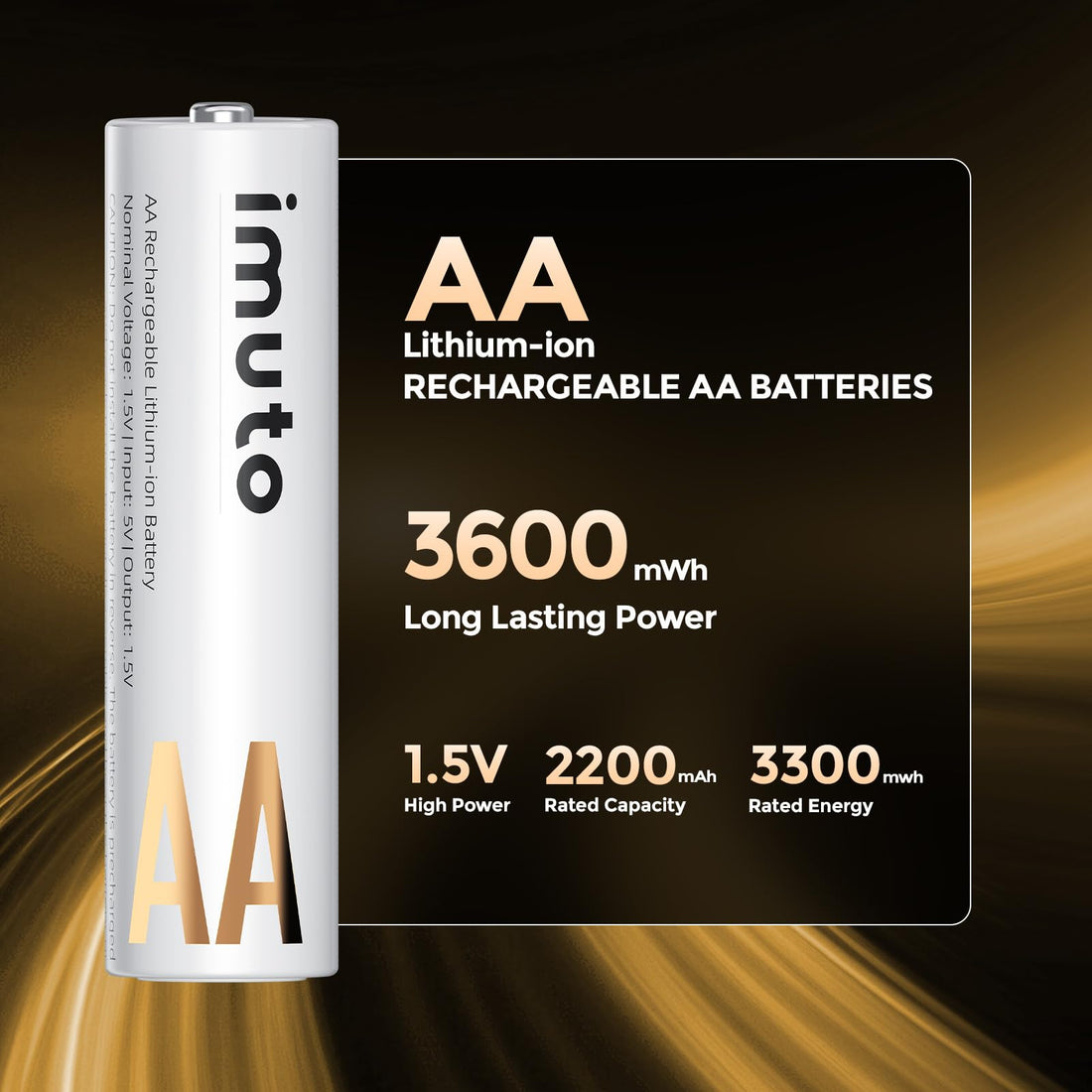 imuto AA Lithium Batteries with Charger